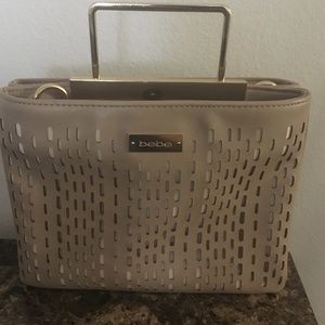 Bebe tan purse with gold tone hardware